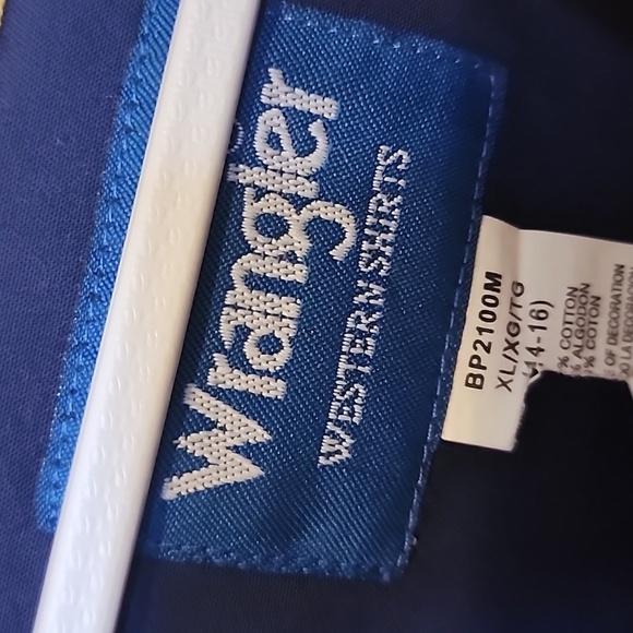 Vintage‎ Wrangler Shirt Kids Size XL 14-16 Rodeo Cowboy Western Button Down EUC - Picture 4 of 10